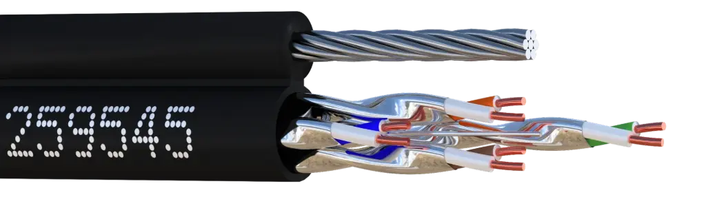 CABLE U/FTP CAT 6A EXTERIEUR AUTOPORTE 100M ELBAC