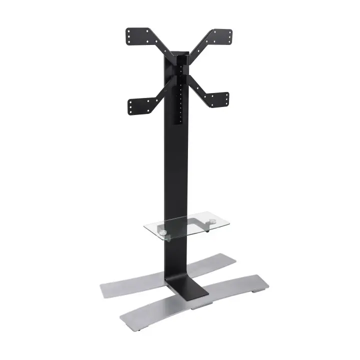 PIED TV NOIR à ROULETTES, écrans 40"-75" (50 kg) AVEC TABLETTE ERARD