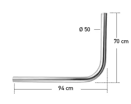 BRAS DE DEPORT COUDE Ø 50 mm, Long 90 cm, COUDE 70 cm ERARD