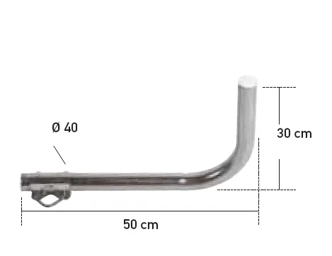 BRAS DE DEPORT COUDE Ø 40 mm, Long 50 cm, COUDE 30 cm  ERARD