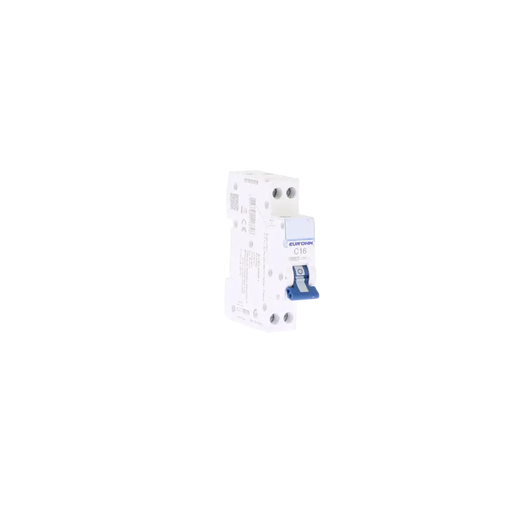 DISJONCTEUR 1P+N 16A NF courbe C connexion vis haut/bas 3kA EUR'OHM