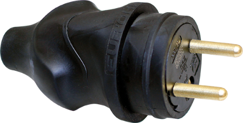 FICHE MALE 16 A 2P+T CAOUTCHOUC IP 44 SANS BAGUE EUR'OHM