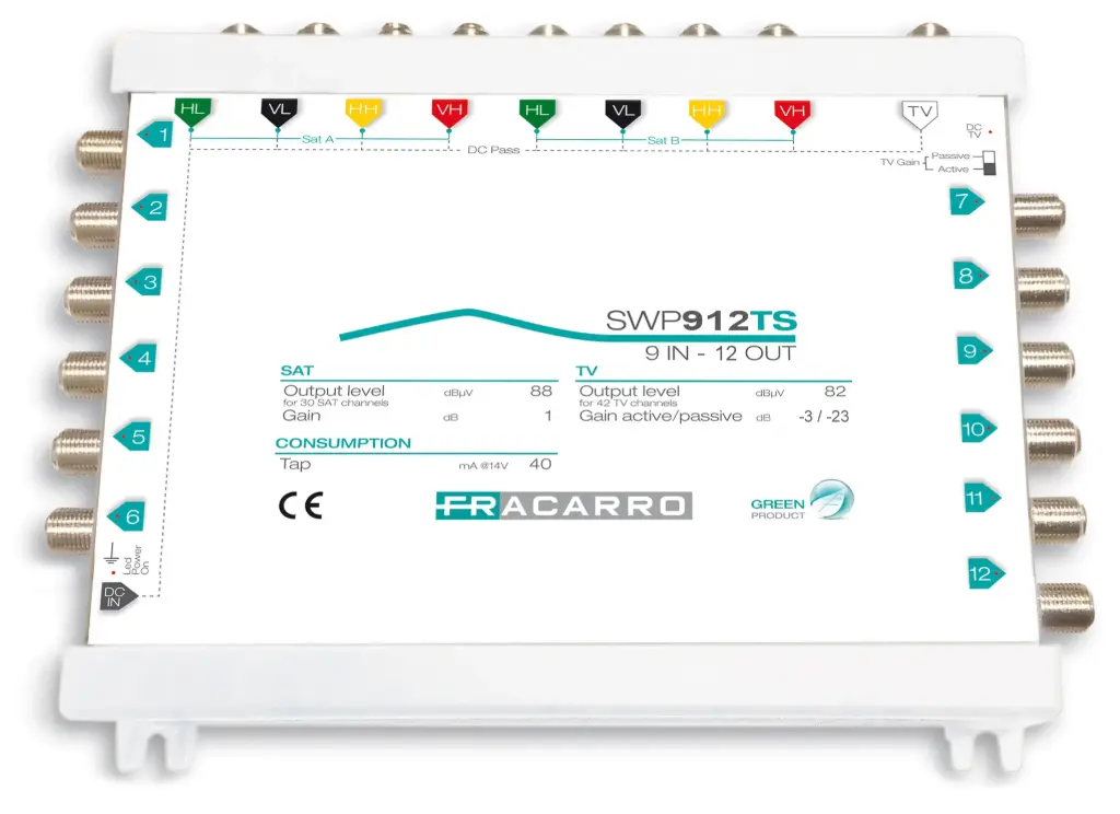 COMMUTATEUR COMPACT 9 ENTREES  12 SORTIES ACTIF/PASSIF FRACARRO