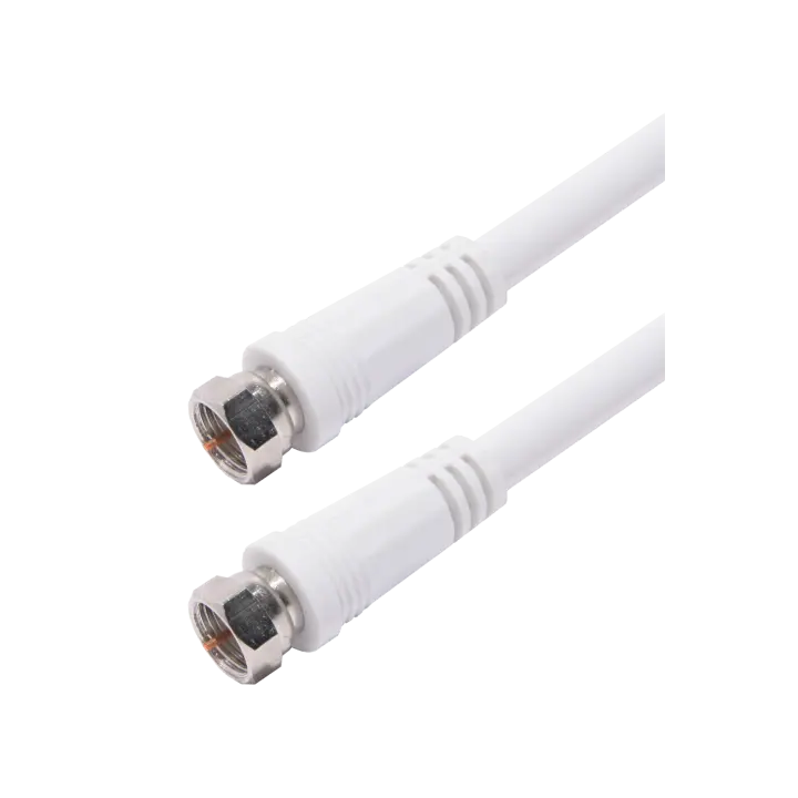 CORDON SATELLITE "F" Mâle /  Mâle DROIT BLANC 2 M  NICKEL 