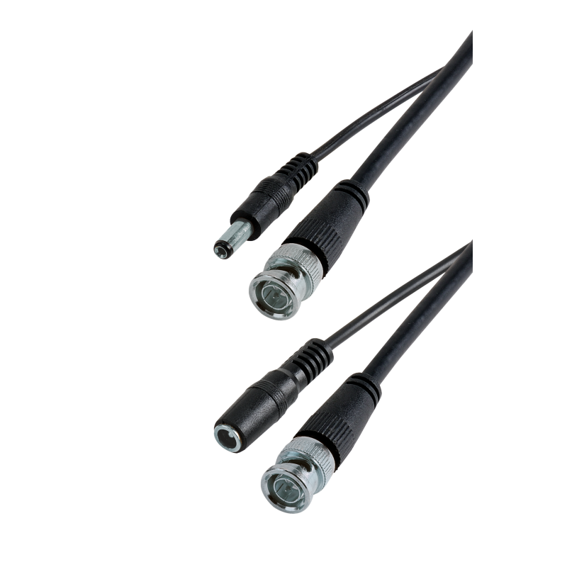 CORDON BNC Mâle + Alim.12V Mâle / BNC Mâle + Alim 12V Femelle  2 M