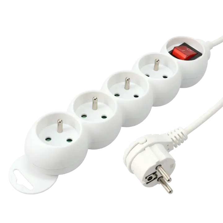 BLOC 4 PRISES (2 POLES + TERRE) - 3 X 1mm² - 3680W + INTER -  1M 