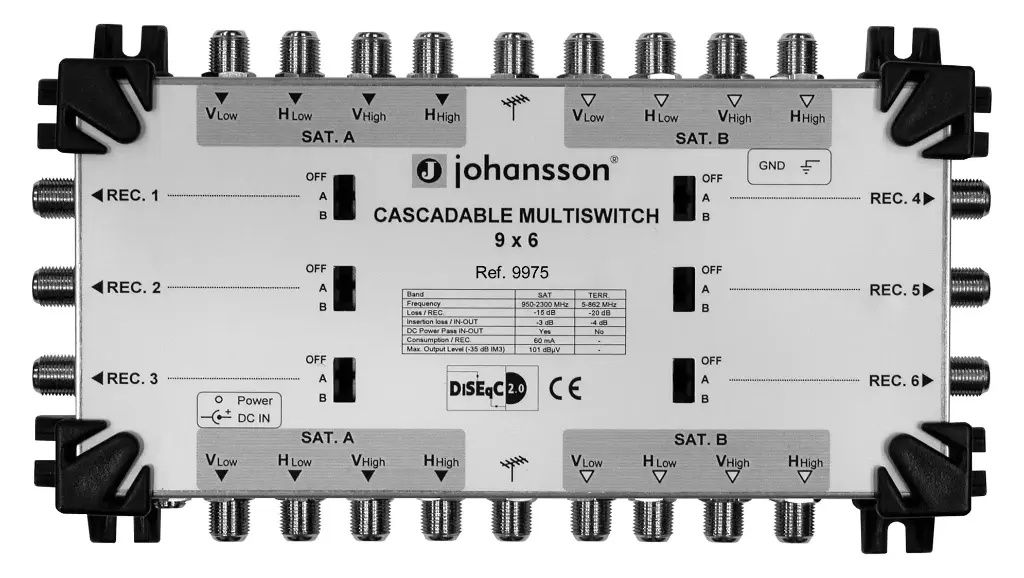 MULTISWITCH CASCADABLE 9 ENTREES 6 SORTIES -15 dB JOHANSSON