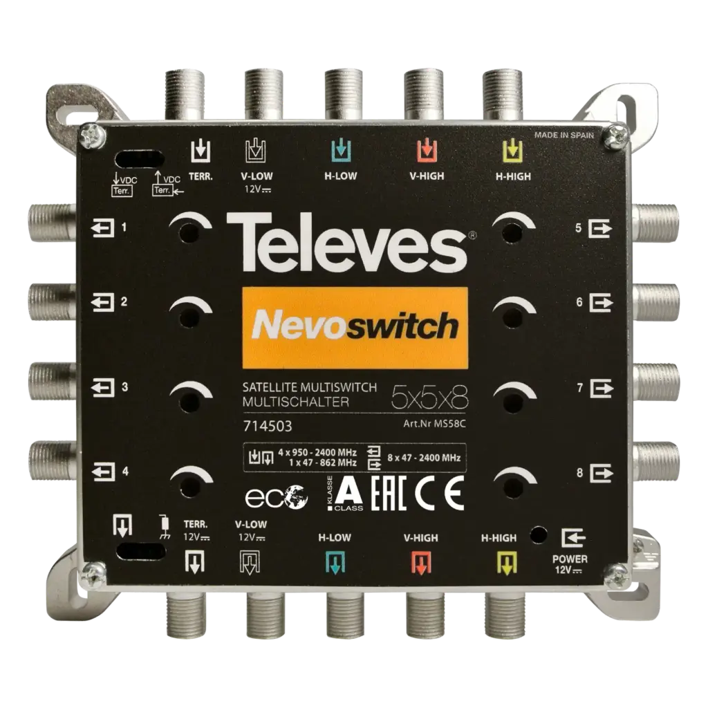 MULTISWITCH AUTONOME ou CASCADABLE 5x5x8 "F" TELEVES