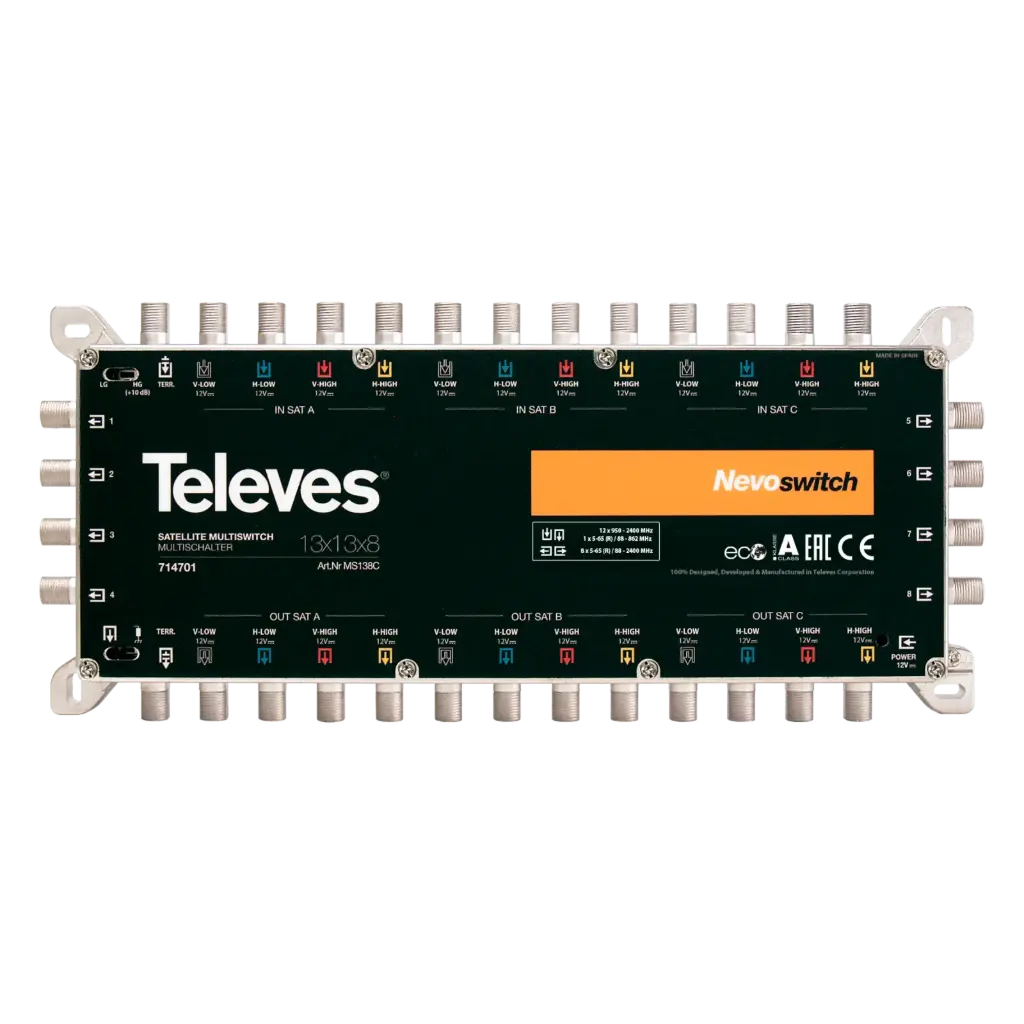 MULTISWITCH AUTONOME ou CASCADABLE 13x13x8 "F" TELEVES
