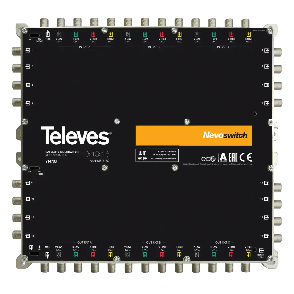 MULTISWITCH AUTONOME ou CASCADABLE 13x13x16 "F" TELEVES