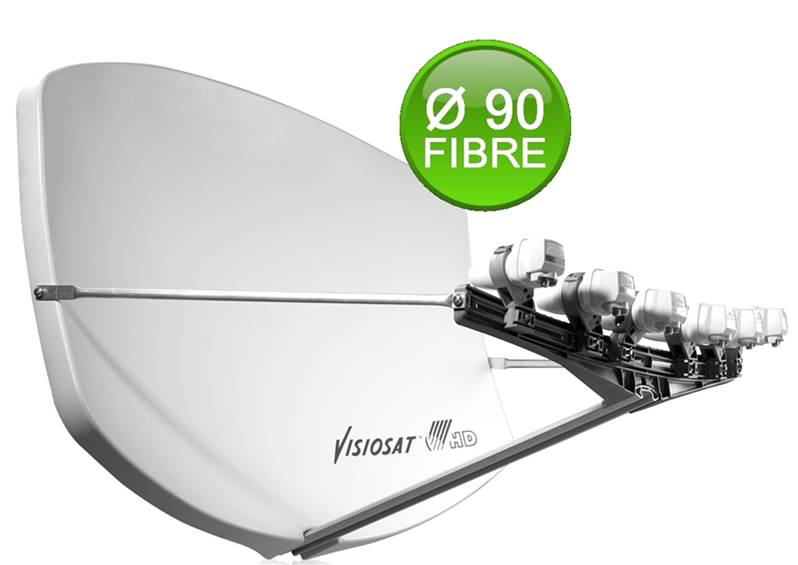 PARABOLE  Ø 90 CM FIBRE MULTISATELLITE BLANCHE + 4 SUPPORTS CAHORS