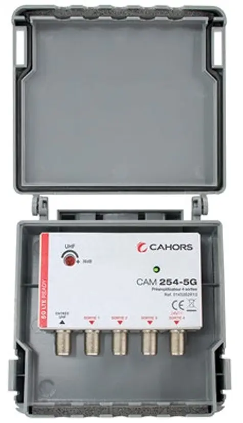PRE-AMPLIFICATEUR SEUL 4 sorties UHF 5-25dB 5G CAHORS
