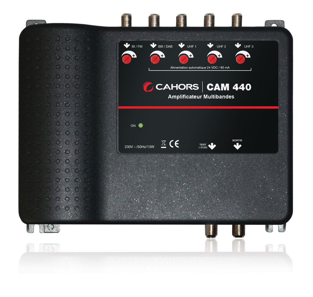 AMPLI MULTIBANDE FM/DAB/2 UHF 20-40dB NS 119dB Boîtier ZAMAC CAHORS