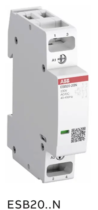 CONTACTEUR MODULAIRE J/N silencieux 20A- 2 pôles 2NO AC-1/AC-7a 240 VAC- Tension cde 230-240Vac/Vdc- limiteur de surtension (H300469)
