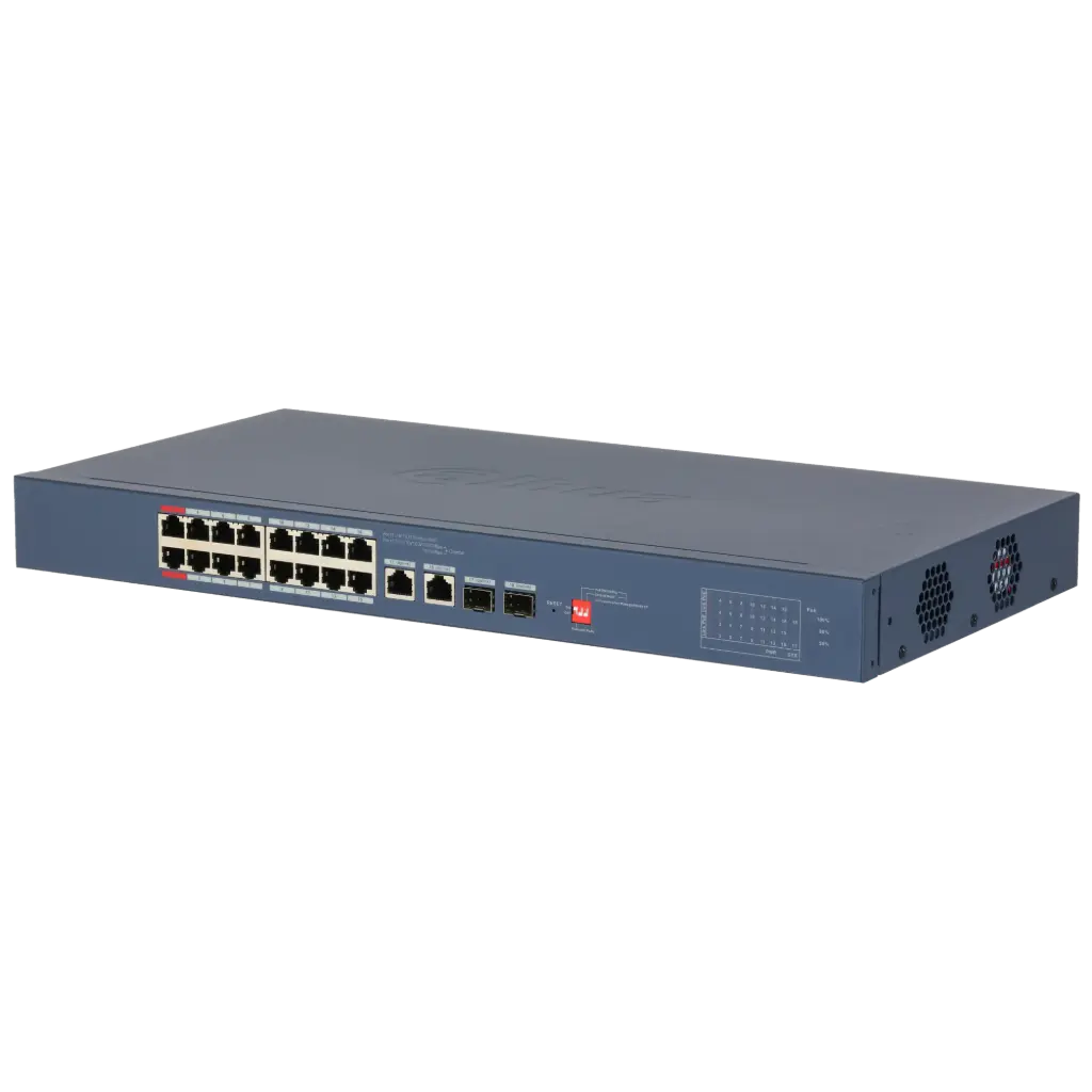 SWITCH 16 PORTS POE 10/100 Mbps CLOUD MANAGEABLE + 2 SFP 240 W DAHUA
