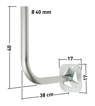 [ERA1940] CONSOLE COUDEE GALVA Ø 40 mm, DEPORT 38 cm, COUDE 40 cm ERARD