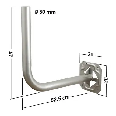 [ERA1950] CONSOLE COUDEE GALVA Ø 50 mm, DEPORT 52,5 cm, COUDE 47 cm ERARD