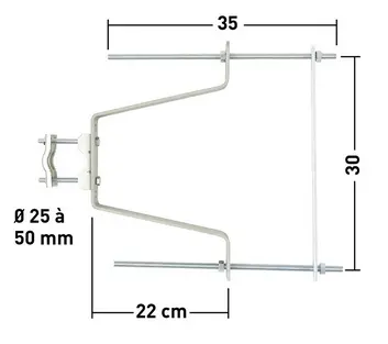 [ERA800860] FIXATIONS MURALES DEPORT 22cm +contreplaque +2 tiges (la paire) ERARD