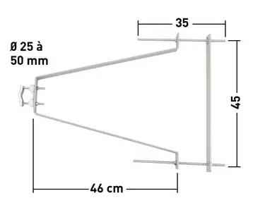 [ERA800870] FIXATIONS MURALES DEPORT46 cm +contreplaque +2 tiges (la paire) ERARD