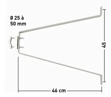 [ERA800872] FIXATIONS MURALES DEPORT 46 cm sans contreplaque ni tige (la paire) 