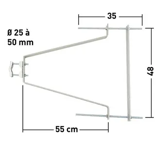 [ERA800890] FIXATIONS MURALES DEPORT55 cm +contreplaque +2 tiges (la paire) ERARD