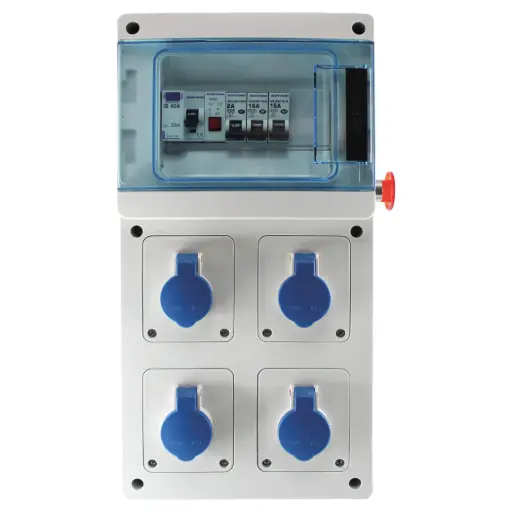 [EUR19200] COFFRET DE CHANTIER MONOPHASE EQUIPE de 4 PC 2P+T, 230V, 16A EUR'OHM