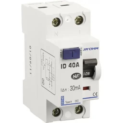[EUR23140] INTERRUPTEUR DIFF 40A 1P+N 30mA connexion haut/bas Classe A EUROHM