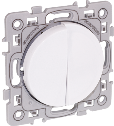 [EUR60216] INTERRUPTEUR DOUBLE VA ET VIENT + POUSSOIR BLANC SQUARE EUROHM