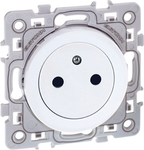 [EUR60239] PRISE 2P+T AFFLEURANTE BLANC SQUARE EUROHM