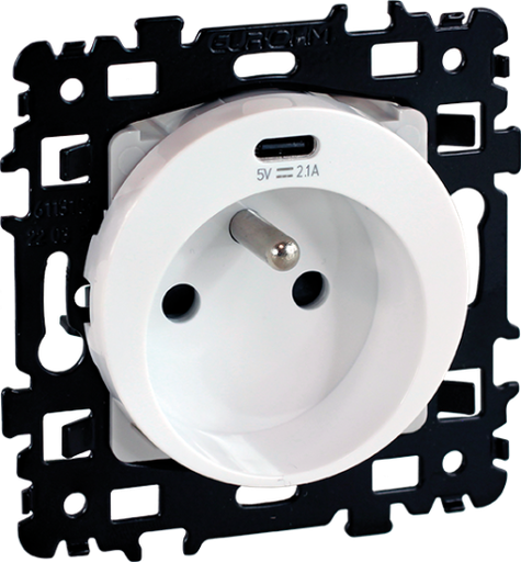 [EUR60255] PRISE COMBINEE 2P+T + USB C  SQUARE  EUROHM