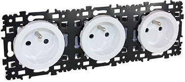 [EUR60287] PRISE TRIPLE 3x 2P+T PRECABLEE BLANCHE SQUARE EUROHM