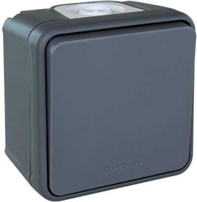 [EUR60803] MONOBLOC BOUTON POUSSOIR 10 A ETANCHE SAILLIE IP55 OXXO GRIS EUROHM