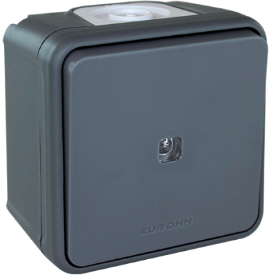 [EUR60804] BOUTON POUSSOIR 10 A ETANCHE LUMINEUX SAILLIE IP55 OXXO GRIS EUROHM