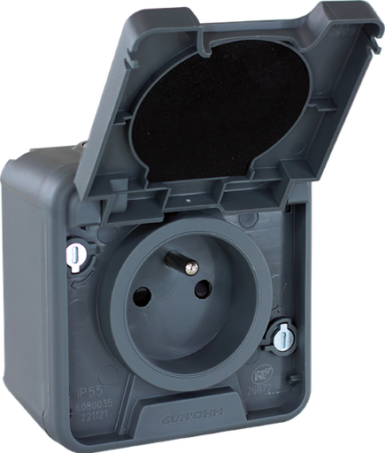 [EUR60840] MONOBLOC ETANCHE PRISE 2P + T 16A OXXO GRIS EUR'OHM 