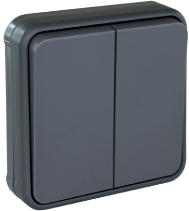 [EUR60882] INTERRUPTEUR DOUBLE VA ET VIENT 10A ENCASTRE IP55 OXXO GRIS EUR'OHM