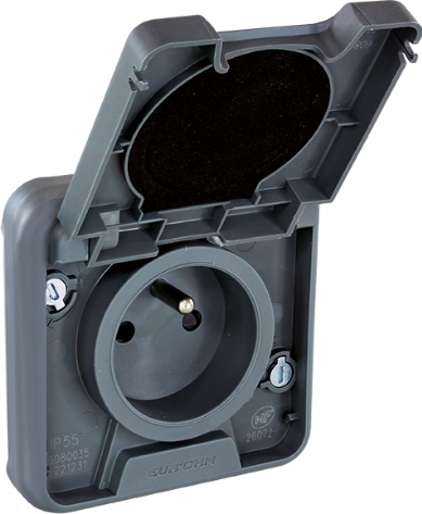 [EUR60895] COMPOSABLE PRISE ENCASTREE  2P+T IP55 OXXO GRIS EUR'OHM