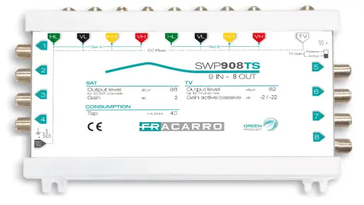 [FRASWP908TS] COMMUTATEUR COMPACT 9 ENTREES  8 SORTIES ACTIF/PASSIF FRACARRO