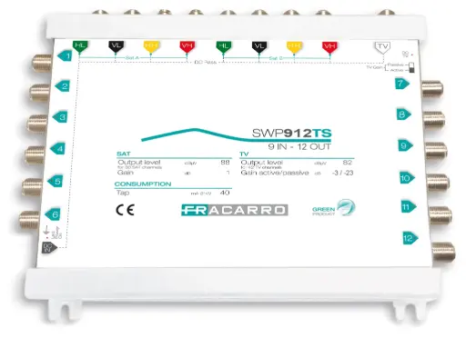 [FRASWP912TS] COMMUTATEUR COMPACT 9 ENTREES  12 SORTIES ACTIF/PASSIF FRACARRO
