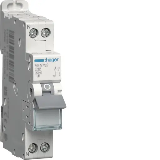 [HAGMFN732] DISJONCTEUR 1P+N 3kA C-32A 1 Module HAGER