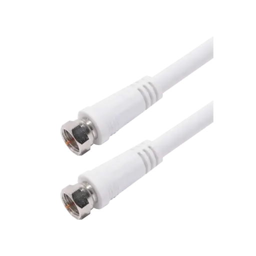 [ITC5501] CORDON SATELLITE "F" Mâle /  Mâle DROIT BLANC 2 M  NICKEL 