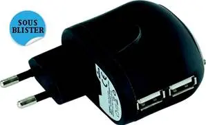 [ITC8332] CHARGEUR USB PRISE SECTEUR 220 V- 2 x 2 Ampères