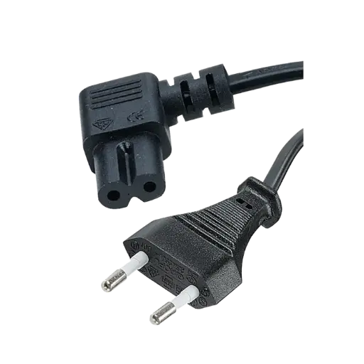 [ITC8541] CORDON ELECTRIQUE 2 POLES MALE/IEC C7 COUDE A 90° FEMELLE 2 M 