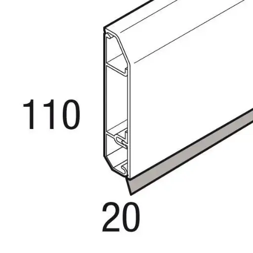 [REHSLPLINTHE11020] PLINTHE SL 110 x 20 mm BLANCHE 2 Mètres  REHAU