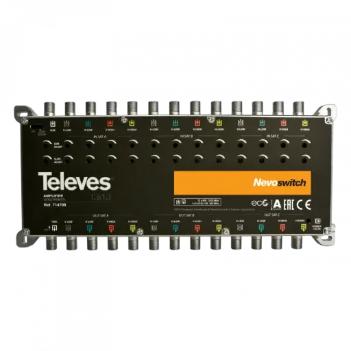 [TEL714709] AMPLIFICATEUR 13x13"F" V.Ret/MATV/BIS GAIN 27/25dB Vs110 dBµV TELEVES