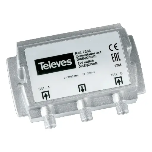 [TEL7268] COMMUTATEUR DISEQC 2 ENTREES 1 SORTIE TELEVES