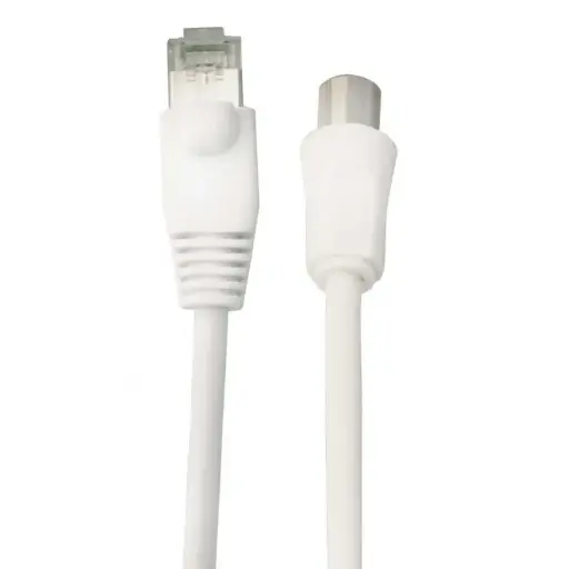 [TON828611] CORDON BALUN  RJ45 / TV connecteur IEC 9,52 BLANC 2 Mètres TONNA