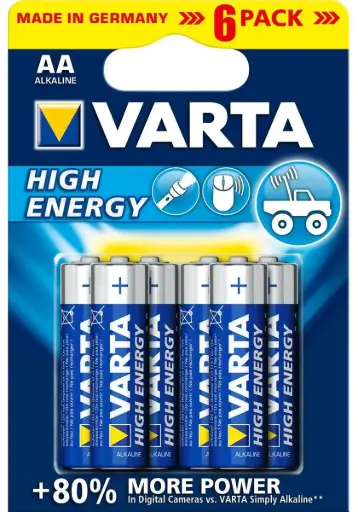 [VAR-AA/LR6X6] BLISTER DE 6 PILES HIGH ENERGY AA/LR6 VARTA