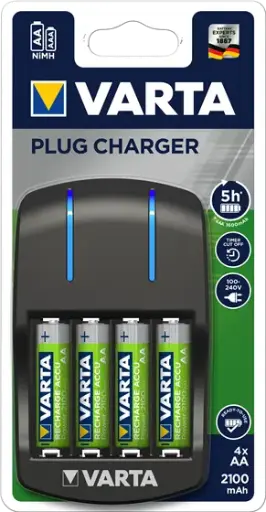 [VARCHARAAX4] CHARGEUR SECTEUR + 4 PILES RECHARGEABLES AA 2100 mAh VARTA