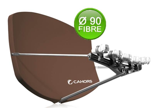 [VISBIGBISATBRUNE] PARABOLE  Ø 90 CM FIBRE MULTISATELLITE BRUNE + 4 SUPPORTS CAHORS