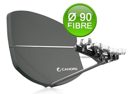[VISBIGBISATGRISE] PARABOLE  Ø 90 CM FIBRE MULTISATELLITE GRISE + 4 SUPPORTS CAHORS